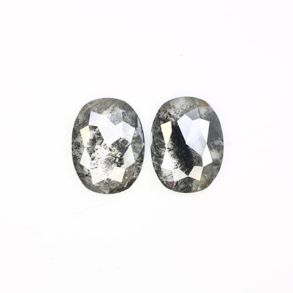 3.35 CT Oval Shape 10.10 MM Salt And Pepper Pair Diamond For Designer Earrings - JayKrishna Diamond