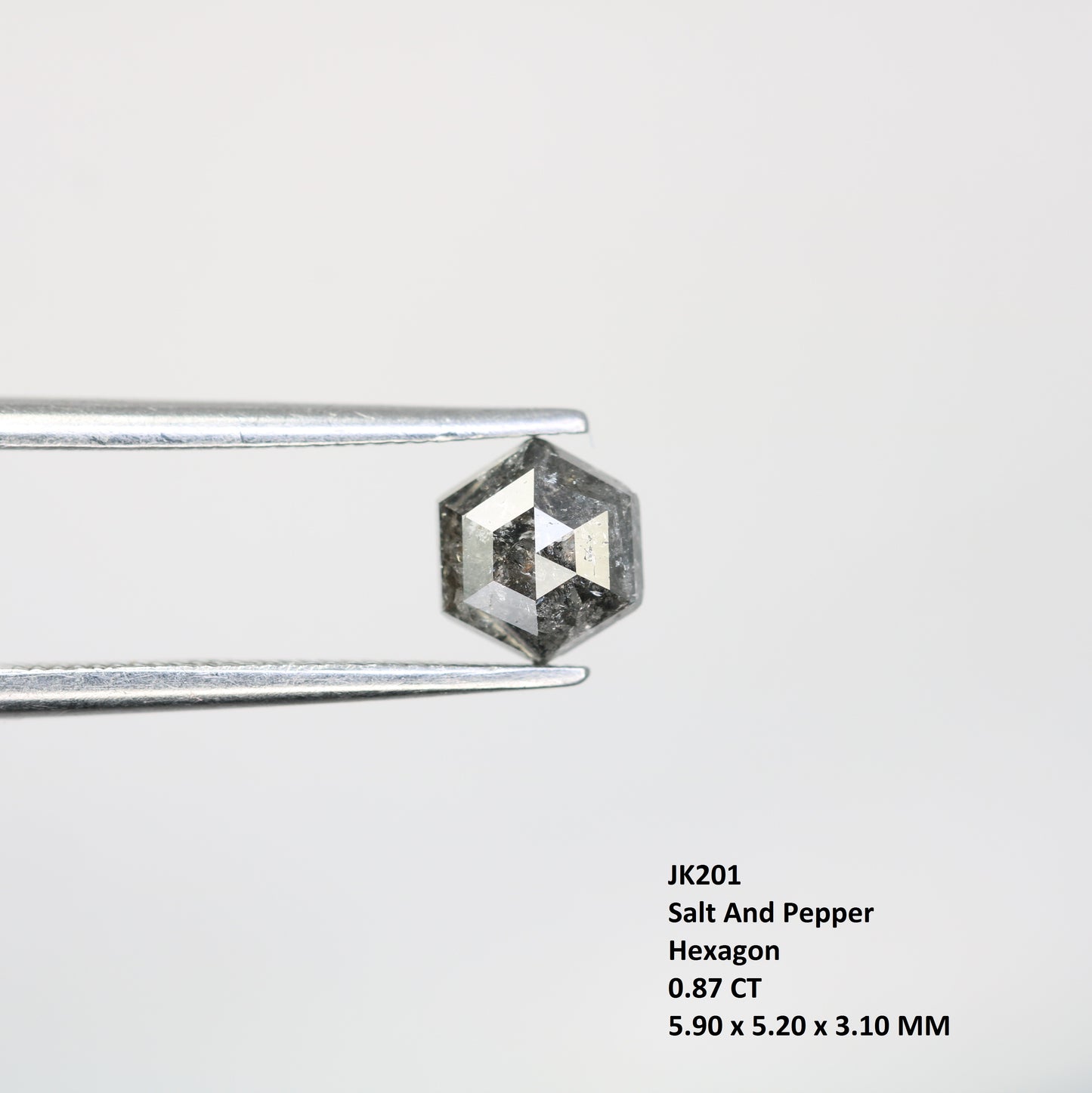 0.87 CT Salt And Pepper Hexagon Cut Natural Diamond For Engagement Ring